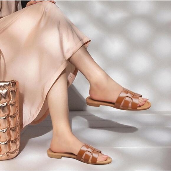 Athmile Dressy Flat Beach Casual Summer Slip-on Sandals - Brown - Size 11 - Picture 7 of 7